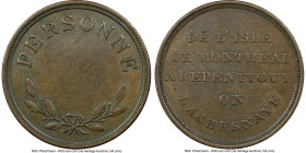 Lower Canada "Bout De L'Isle - Personne" Token ND (1808) AU Details (Cleaned) NGC, Br-541, BT-12. Plain edge. Coin alignment. Used to pay tolls for a ...