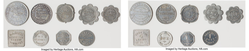 Manitoba 9-Piece Lot of Uncertified Assorted Tokens, Aluminum (square) "G.J. Tim...