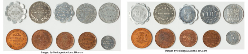 Ontario 10-Piece Lot of Uncertified Assorted Tokens, Brass "The Cranston Novelty...