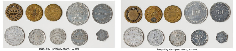 Quebec 10-Piece Lot of Uncertified Assorted Tokens, Aluminum "Club Nautique" Sor...