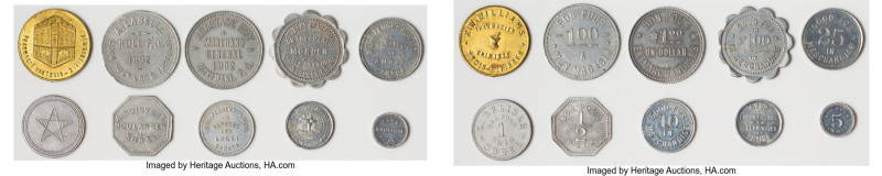 Quebec 10-Piece Lot of Uncertified Assorted Tokens, Brass "R.W. Williams-Pharmac...