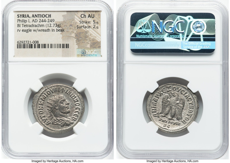 SYRIA. Antioch. Philip I (AD 244-249). BI tetradrachm (27mm, 12.73 gm, 12h). NGC...