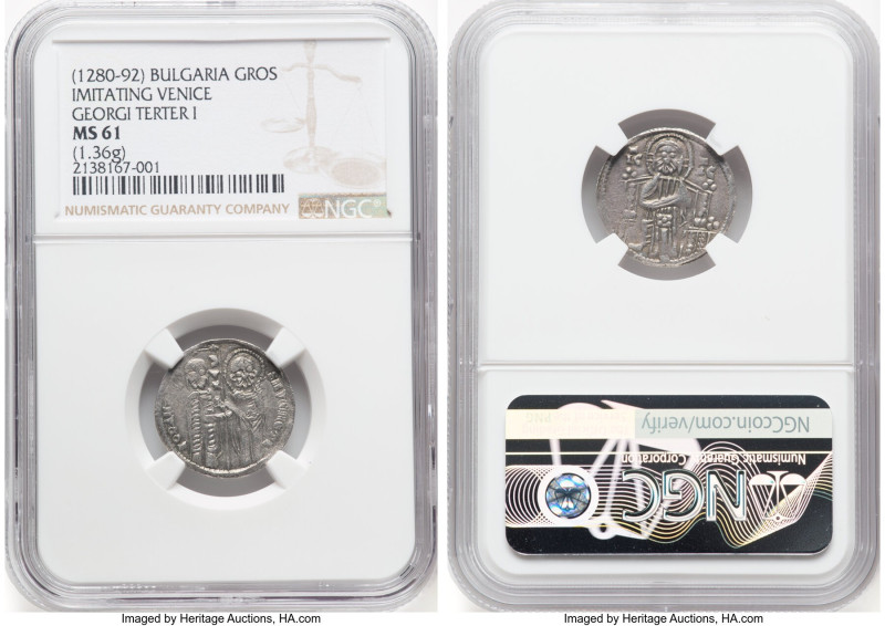 Georgi Terter I silver "Imitation" Gros ND (1280-1292) MS61 NGC, D&D-6.1.1. 1.36...