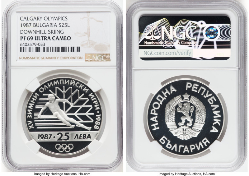 Republic 5-Piece Lot of Certified silver Proof Olympic Commemorative 25 Leva NGC...