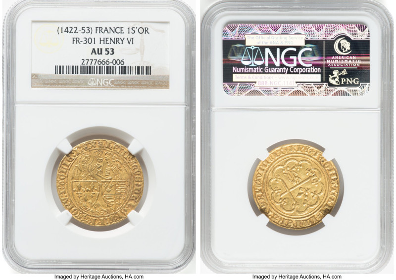 Anglo-Gallic. Henry VI (1422-1461) Salut d'Or ND (1422-1436) AU53 NGC, Paris min...