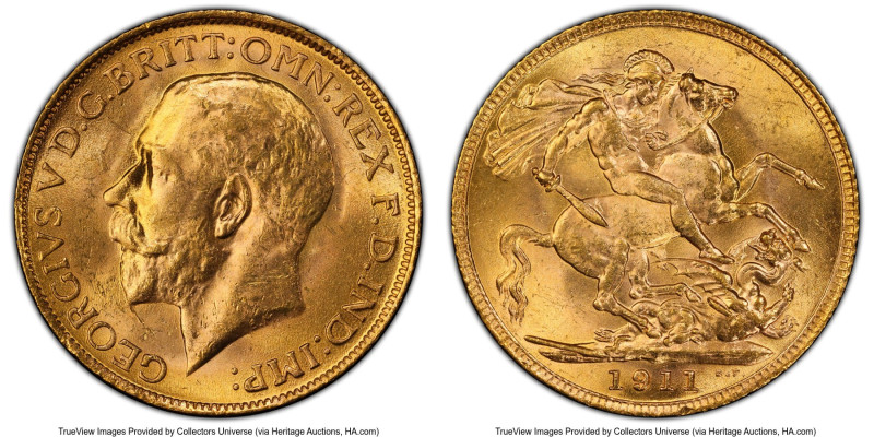 George V gold Sovereign 1911 MS63 PCGS, KM820, S-3996. HID09801242017 © 2023 Her...