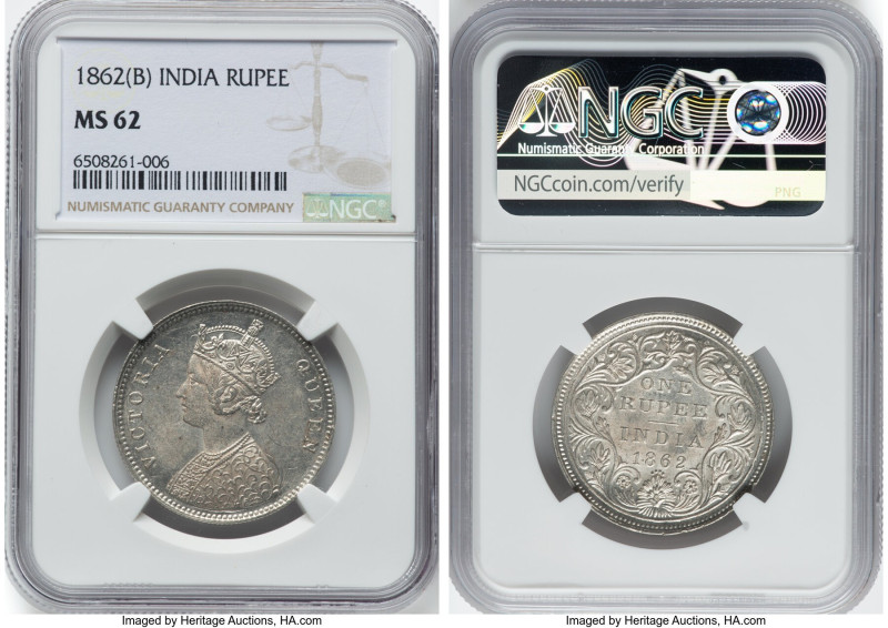 British India 4-Piece Lot of Certified Assorted Issues NGC, 1) Victoria Rupee 18...