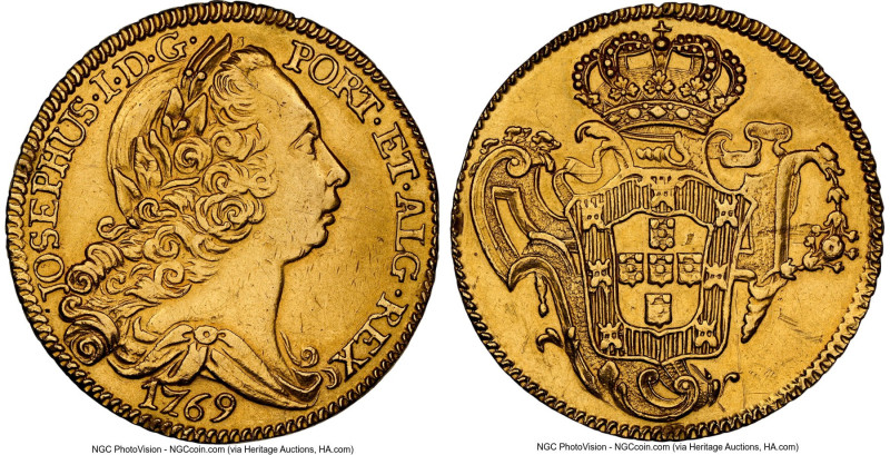 José I gold 6400 Reis (Peça) 1769 AU Details (Removed From Jewelry) NGC, Lisbon ...