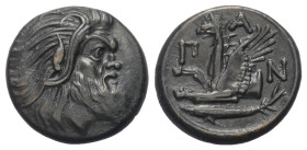Taurischer Chersones. Pantikapaion.

 Bronze. Ca. 325 - 310 v. Chr.
Vs: Kopf eines bärtigen Satyrn rechts.
Rs: Greifenprotome links; im Abschnitt ...