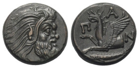 Taurischer Chersones. Pantikapaion.

 Bronze. Ca. 325 - 310 v. Chr.
Vs: Kopf eines bärtigen Satyrn rechts.
Rs: Greifenprotome links; im Abschnitt ...