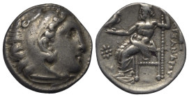 Königreich Makedonien. Alexander III. der Große (336 - 323 v. Chr.).

 Drachme (Silber, subärat). Ca. 323 - 319 v. Chr. Kolophon.
Vs: Kopf des juge...