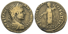 Moesia Inferior. Nikopolis. Caracalla (197 - 217 n. Chr.).

 Bronze.
Vs: Büste des Caracalla mit Lorbeerkranz, Paludament und Panzer rechts.
Rs: H...