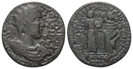 Phrygien. Hierapolis - Homonoia mit Sardeis. Valerianus I. (253 - 260 n. Chr.).

 Bronze.
Vs: Büste des Valerianus mit Strahlenkrone, Paludament un...