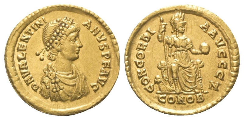 Valentinianus II. (375 - 392 n. Chr.).

 Solidus (Gold). Constantinopolis.
Vs...