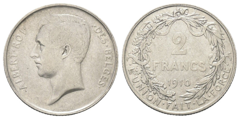 Belgien. Königreich. Albert I. (1909 - 1934).

 2 Francs (Silber). 1910.
Vs: ...