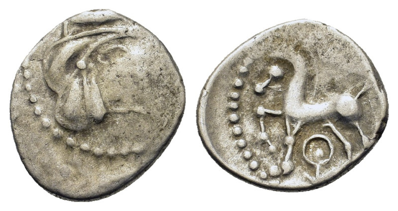 Central Gaul, Bituriges Cubi, c. 1st century BC. AR Quinarius (15,4mm, 2g). Bare...