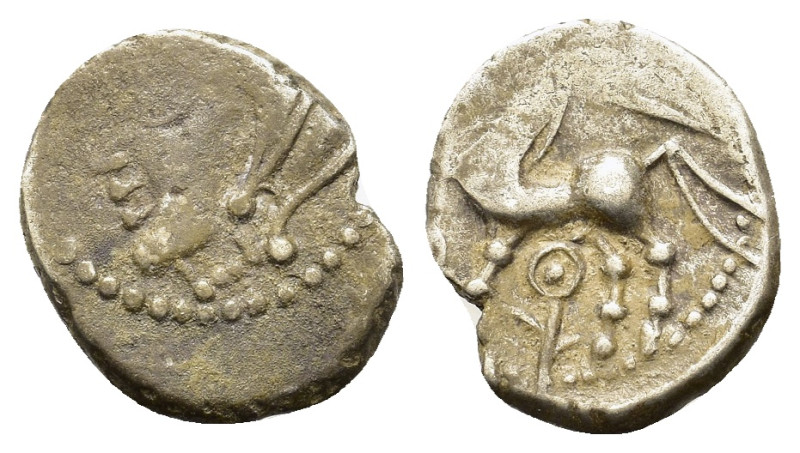 Central Gaul, Bituriges Cubi, c. 1st century BC. AR Quinarius (16mm, 2g). Bare m...