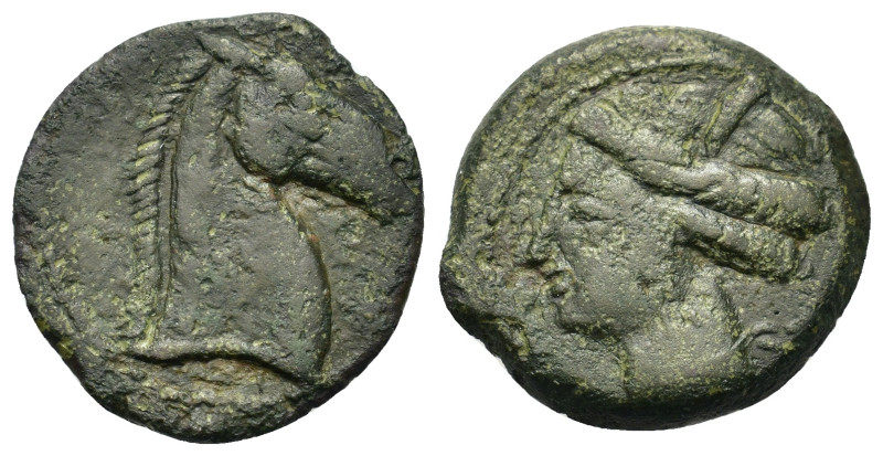 Zeugitania, Carthage, c. 300-264 BC. Æ (20,5mm, 4.6g). Sardinian mint. Wreathed ...