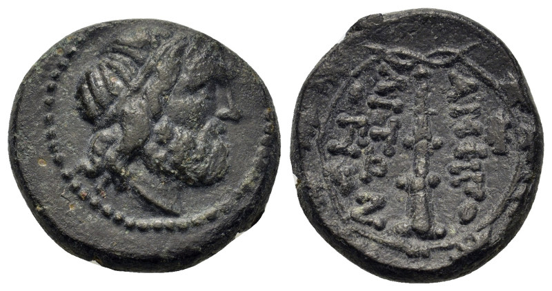 Macedon, Amphipolis, c. 168-149 BC. Æ (18,9mm, 6.4g). Head of Poseidon r. in tai...