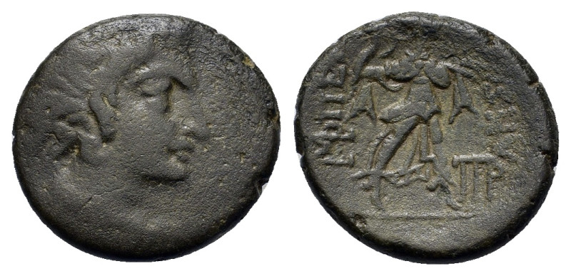 Macedon, Pella, after 148 BC. Æ (18mm, 5.80g). Head of Pan r. R/ Athena Alkidemo...