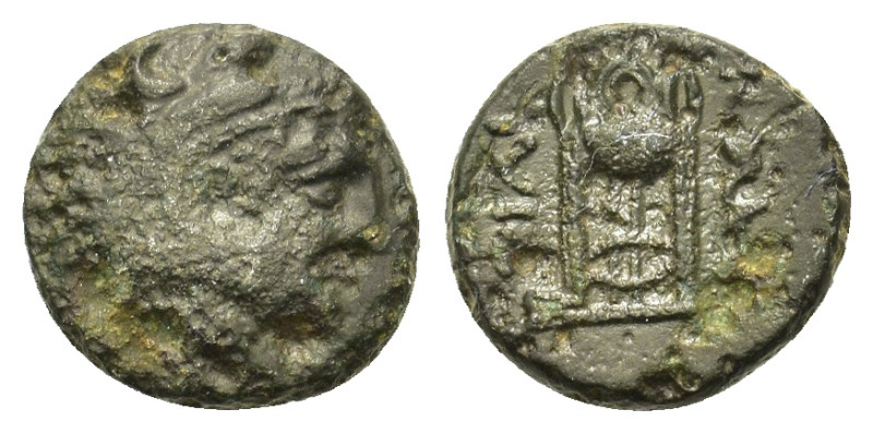 Macedon, Philippi, c. 356-345. Æ (10mm, 1.40g). Head of young Herakles right, we...