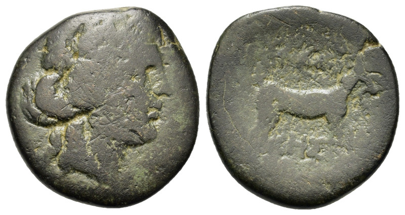 Macedon, Thessalonica, c. 187-131 BC. Æ (19,8mm, 5.7g). Head of Dionysos r. wear...