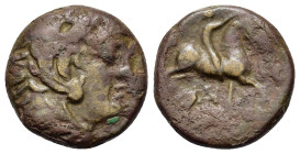 Kings of Macedon. Antigonos II Gonatas (277/6-239 BC). Æ (17,8mm, 5.4g). Macedonian mint. Head of Alexander as young Herakles r. wearing lion-skin. R/...