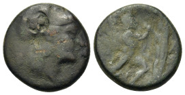 Kings of Macedon. Antigonos II Gonatas (277/6-239 BC). Æ Unit (17,5mm, 5.00g). South Greek mint Helmeted head of Athena right, countermark helmet (AIT...