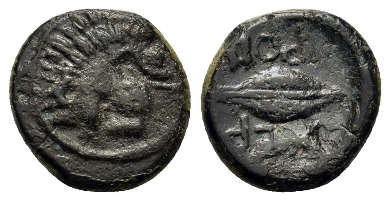 Thrace, Chersonesos, c. 4th century BC. Æ (11mm, 1.3g). Lion head l. R/ Barley g...