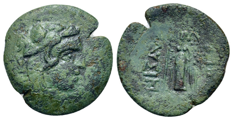 Thrace, Lysimacheia, c. 309-220 BC. Æ (18,9mm, 3.8g). Head of Herakles in lion s...