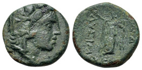 Thrace, Lysimacheia, c. 309-220 BC. Æ (16,2mm, 4g). Head of Herakles in lion skin headdress r. R/ Nike standing l., holding wreath and palm branch. SN...