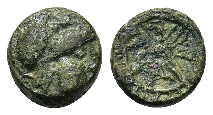 Thrace, Mesembria, c. 4th-3rd Century BC. Æ (10mm, 1.2g). Athena in crested helm...