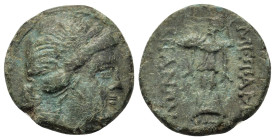 Thrace, Mesambria, circa 175-100 BC. Æ (18,8mm, 5.4g). Diademed female head r. R/ Athena standing l, holding shield and hurling spear. SNG BM Black Se...