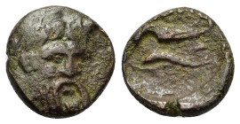 Moesia, Istros, Circa 3rd - 2nd century BC. Æ (22,4mm, 5g). Bearded head of the river-god Istros facing slightly r. R/ Eagle standing l. on dolphin. A...