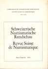 AA.VV. – REVUE SUISSE DE NUMISMATIQUE. Band 58. Bern, 1979. pp. 326, plates 9 + illustrations in the text.. Sommaire: - CHRISTINE WEBER-HUG. Die Gesch...