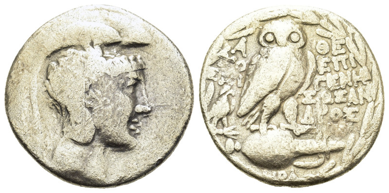 Attica, Athens, c. 126/125 BC. AR New Style Tetradrachm (29,2mm, 16g). Helmeted ...