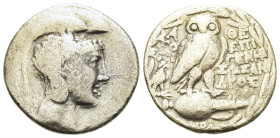 Attica, Athens, c. 126/125 BC. AR New Style Tetradrachm (29,2mm, 16g). Helmeted head of Athena r. R/ Owl on amphora; eagle on thunderbolt l. Thompson ...