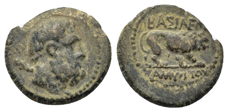 Kings of Galatia. Amyntas (36-25 BC). Æ (22,2mm, 6.8g). Head of bearded Herakles...