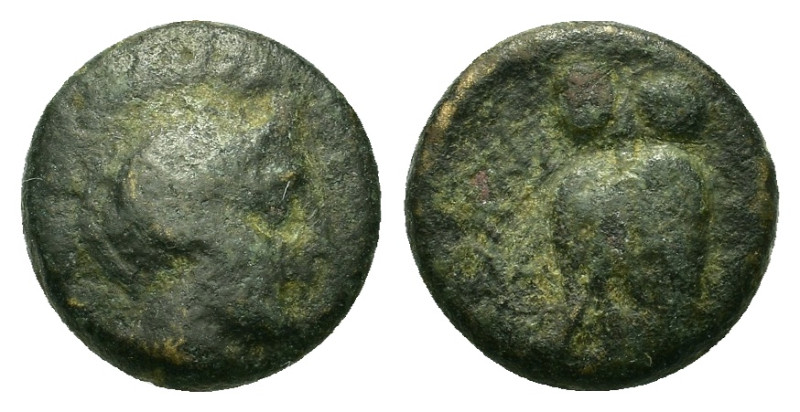 Mysia, Miletopolis. (2nd-1st centuries BC). Æ (13mm, 3g). Helmeted head of Athen...
