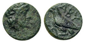 Troas, Abydos, c. 2nd century BC. Æ (10,8mm, 1.3g). Laureate head of Zeus r. (?). R/ Eagle l.