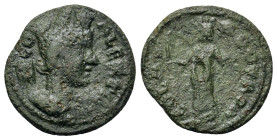 Troas, Alexandria. Pseudo-autonomous issue. Æ (26,4mm, 11g). Draped bust of Tyche r.; behind her, vexillum inscribed AV CO. R/ Fortuna standing l., ho...