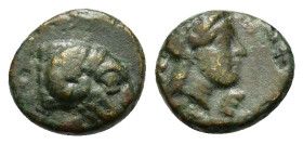 Troas, Kebren, c. 400-387 BC. Æ (9,2mm, 0.9g). Ram’s head r. R/ Laureate head of Apollo r. Lazzarini series 3; Cf. SNG Copenhagen 266.