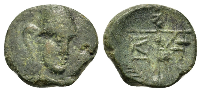 Troas, Ilion, c. 1st century BC. Æ (12mm, 1.6g). Helmeted head of Athena facing ...