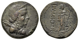 Lydia, Philadelphia, c. 1st century BC. Æ (19,8mm, 8.5g). Draped bust of Artemis r., bow and quiver over shoulder. R/ Apollo standing r., holding lyre...