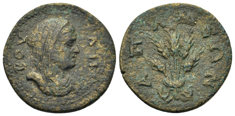 Phrygia, Apameia. Æ (24mm, 3.60g). Pseudo-autonomous, AD 218-222. BOVΛH, veiled ...