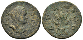 Phrygia, Apameia. Æ (24mm, 3.60g). Pseudo-autonomous, AD 218-222. BOVΛH, veiled and draped bust of Boule to right. R/ AΠAMЄΩN, bundle of five corn ear...