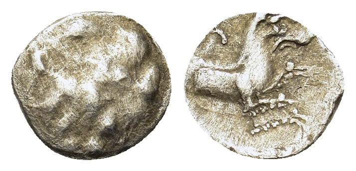 Lycaonia, Laranda, c. 324/3 BC. AR Obol (9,3mm, 0.58g). Baaltars seated l., hold...