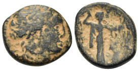 Seleukid Kings. Seleukos I Nikator (312-281 BC). Æ (19,3mm, 6.3g), Antioch on the Orontes. Laureate head of Apollo r. R/ Athena Promachos standing r.,...