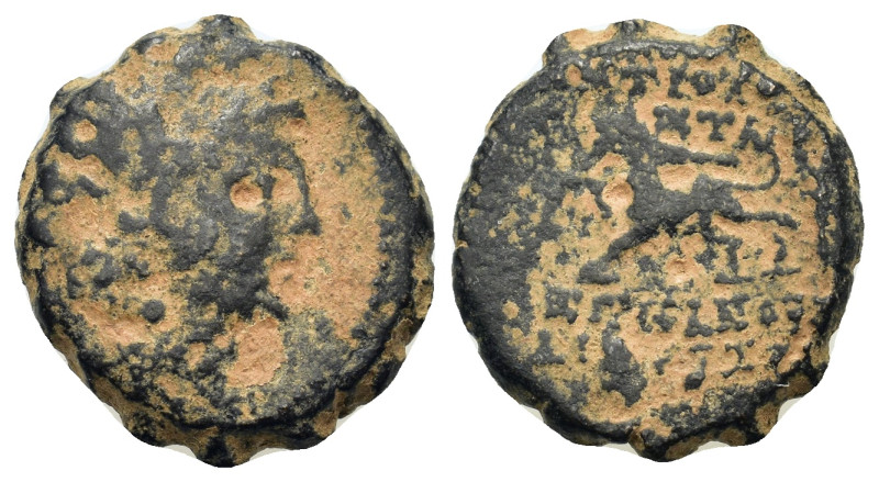 Seleukid. Antiochos VI Dionysos (144-142 BC). Æ Serrate (15,4mm, 4.8g). Antioch ...