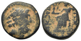 Seleukis and Pieria, Antioch, c. 1st century BC. Æ (18,6mm, 7.85g). Laureate head of Zeus r. R/ Zeus Nikephoros seated l. HGC 9, 1370-1371.